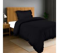 Utopia Bedding Ruffle Duvet Cover - Single Duvet Cover Set with Pillowcase - Soft Microfibre Polyester Ruffle Bedding (Black)