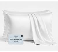Utopia Bedding Satin Pillowcases Pack of 2 Standard Size 50x75 cm, Silk Like Feel, Soft on Skin, Hair Protecting Satin Pillow Covers with Envelope Closure - Pillows not included - White