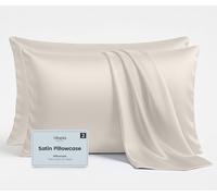 Utopia Bedding Satin Pillowcases Pack of 2 Standard Size 50x75 cm, Silk Like Feel, Soft on Skin, Hair Protecting Satin Pillow Covers with Envelope Closure - Pillows not included - Beige