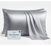 Utopia Bedding Satin Pillowcases Pack of 2 Standard Size 50x75 cm, Silk Like Feel, Soft on Skin, Hair Protecting Satin Pillow Covers with Envelope Closure - Pillows not included - Grey