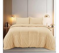 Utopia Bedding Seersucker Duvet Cover Set - Duvet Cover Double with Pillowcases - Soft Microfibre Polyester Seersucker Bedding (Beige)