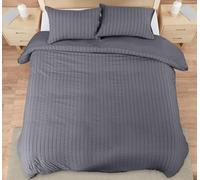 Utopia Bedding Seersucker Duvet Cover Set - Pack of 10 - Duvet Cover Double with Pillowcases - Soft Microfibre Polyester Seersucker Bedding (Grey)