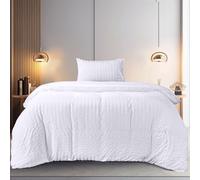 Utopia Bedding Seersucker Duvet Cover - Single Duvet Cover Set with Pillowcase - Soft Microfibre Polyester Seersucker Bedding (White)