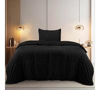 Utopia Bedding Seersucker Duvet Cover - Single Duvet Cover Set with Pillowcase - Soft Microfibre Polyester Bedding (Black)