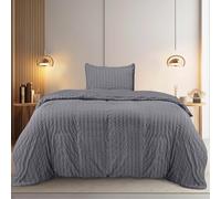 Utopia Bedding Seersucker Duvet Cover - Single Duvet Cover Set with Pillowcase - Soft Microfibre Polyester Seersucker Bedding (Grey)