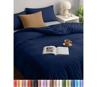 Utopia Bedding Set - Microfibre Duvet Cover 230 x 220 cm + 2 Pillowcases 50 x 75 cm - Navy Blue