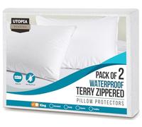 Utopia Bedding Set of 2 Waterproof Pillow Protectors with Zipper King Size, Terry Pillow Covers, Bed Bug and Dust Mite Proof Pillow Cases