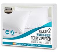 Utopia Bedding Set of 2 Waterproof Pillow Protectors with Zipper Standard Size, Terry Pillow Covers, Bed Bug and Dust Mite Proof Pillow Cases