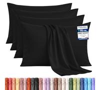 Utopia Bedding - Set of 4 Pillowcases - 50 x 75 cm - Oeko-Tex - Brushed Microfibre 100% Polyester with Envelope Closure (Pillow Insert Not Included), Cushion Cover Only - Black