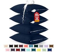 Utopia Bedding Set of 4 Waterproof Pillow Protectors with Zipper Queen Size (Navy), Ultra Soft Pillow Covers, Bed Bug and Dust Mite Proof Pillow Encasements, Moisture Wicking Pillow Cases