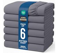 Utopia Bedding - Set of 6 Fitted Sheets 180 x 200 cm - Grey - Brushed Microfibre Fitted Sheet - 35 cm Deep Pocket