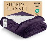 Utopia Bedding Sherpa Blanket California King Size [Plum, 102x96 Inches] - 480GSM Thick Warm Plush Fleece Reversible Blanket for Bed, Sofa, Couch, Camping and Travel