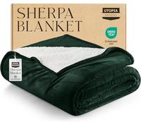 Utopia Bedding Sherpa Blanket King Size [Forest Green, 90x102 Inches] - 480GSM Thick Warm Plush Fleece Reversible Blanket for Bed, Sofa, Couch, Camping and Travel