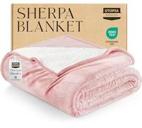 Utopia Bedding Sherpa Blanket King Size [Pink, 90x102 Inches] - 480GSM Thick Warm Plush Fleece Reversible Blanket for Bed, Sofa, Couch, Camping and Travel