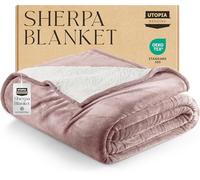 Utopia Bedding Sherpa Blanket King Size [Rose Pink, 90x102 Inches] - 480GSM Thick Warm Plush Fleece Reversible Blanket for Bed, Sofa, Couch, Camping and Travel