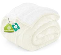 Utopia Bedding Sherpa Blanket Queen Size [Ivory, 90x90 Inches] - 480GSM Thick Warm Plush Fleece Reversible Blanket for Bed, Sofa, Couch, Camping and Travel