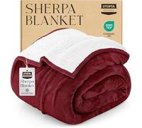 Utopia Bedding Sherpa Blanket Queen Size [Red, 90x90 Inches] - 480GSM Thick Warm Plush Fleece Reversible Blanket for Bed, Sofa, Couch, Camping and Travel
