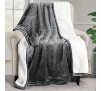 Utopia Bedding Sherpa Blanket Throw Size [Grey, 50x60 Inches] - 480GSM Thick Warm Plush Fleece Reversible Blanket for Bed, Sofa, Couch, Camping and Travel