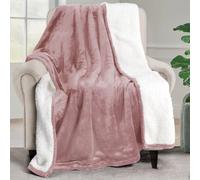 Utopia Bedding Sherpa Blanket Throw Size [Rose Pink, 50x60 Inches] - 480GSM Thick Warm Plush Fleece Reversible Blanket for Bed, Sofa, Couch, Camping and Travel