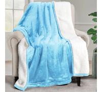 Utopia Bedding Sherpa Blanket Throw Size [Washed Blue, 50x60 Inches] - 480GSM Thick Warm Plush Fleece Reversible Blanket for Bed, Sofa, Couch, Camping and Travel
