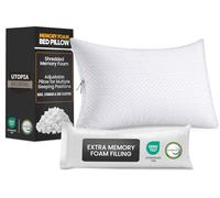 Utopia Bedding Shredded Memory Foam Pillow (Queen) - Adjustable Cooling Bed Pillow with Washable Cover, Plush & Supportive Memory Foam Pillow for Side, Back & Front Sleepers, 1 Pack (White)