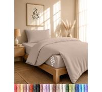 Utopia Bedding Single Duvet Cover, Fitted Sheet with Pillow Case (Beige) | Duvet Cover, Fitted Sheet with 1 Pillow case 50x75 - OekoTex Certified Soft Brushed Microfiber