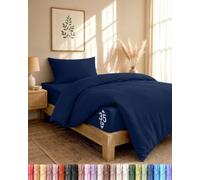 Utopia Bedding Single Duvet Cover, Fitted Sheet with Pillow Case (Navy)