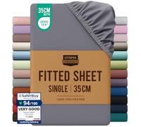 Utopia Bedding Single Fitted Sheet, Grey, Deep Pocket 35cm (14") | Oeko-Tex Certified, Non Iron Wrinkle-Free, Shrinkage and Fade Resistant, Soft Brushed Microfiber Fabric, Bottom Sheet