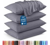 Utopia Bedding Standard Pillow Cases - Pack of 4 - Envelope Closure - Soft Brushed Microfiber Fabric - Shrinkage and Fade Resistant Pillow Covers Standard Size 20 X 26 Inches (Grey)
