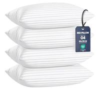 Utopia Bedding Stripe Luxury Bed Pillows 4 Pack, for Back, Stomach & Side Sleepers, Ideal for Master Bedrooms & Hotels, 48 x 74 cm Standard Size, White