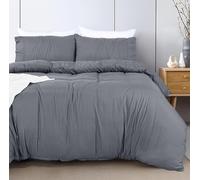 Utopia Bedding Super King Duvet Cover Set - Duvet Cover with Ruched Hem Pillow Cases - Soft Microfiber Polyester - Decorative Super King Size Duvet Cover (Grey)