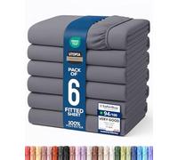 Utopia Bedding Super King Fitted Sheet (6 Pack), Grey, Deep Pocket 35cm | Oeko-Tex Certified, Non Iron Wrinkle-Free, Shrinkage and Fade Resistant, Soft Brushed Microfiber Fabric, Bottom Sheet