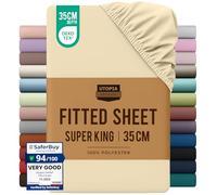 Utopia Bedding Super King Fitted Sheet, Beige, Deep Pocket 35cm (14") | Oeko-Tex Certified, Non Iron Wrinkle-Free, Shrinkage and Fade Resistant, Soft Brushed Microfiber Fabric, Bottom Sheet
