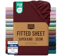 Utopia Bedding Super King Fitted Sheet, Burgundy, Deep Pocket 35cm (14") | Oeko-Tex Certified, Non Iron Wrinkle-Free, Shrinkage and Fade Resistant, Soft Brushed Microfiber Fabric, Bottom Sheet