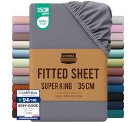 Utopia Bedding Super King Fitted Sheet, Grey, Deep Pocket 35cm (14")