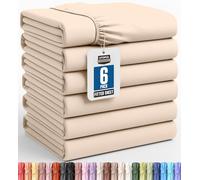 Utopia Bedding Twin Fitted Sheets - Bulk Pack of 6 Bottom Sheets - Soft Brushed Microfiber - Deep Pockets - Shrinkage & Fade Resistant - Easy Care (Beige)