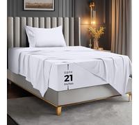 Utopia Bedding Twin Sheet Set, Soft Microfiber 3 Piece Hotel Luxury Bed Sheets for Women, Men, Kids & Teens with Side Storage Deep Pocket Fitted Sheet - Pillow Cases - Flat Sheet (White)