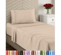 Utopia Bedding Twin Sheets Set - Brushed Microfiber - Soft Bed Sheets for Twin Size Bed Set - Includes 1 Fitted, 1 Flat, & 1 Pillow Case - Deep Pocket (Beige)