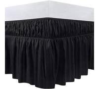 Utopia Bedding - Valance Sheet King - 150 x 200 cm - Easy Wrap Around Elastic Bed Skirt - Soft Brushed Polyester Microfiber Bed Ruffle with a Drop of 40 cm - Black