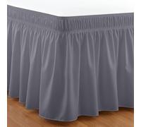 Utopia Bedding - Valance Sheet King - 150 x 200 cm - OEKO-TEX Certified - Easy Buckle Adjustment Wrap Around Elastic Bed Skirt - Soft Brushed Polyester Microfiber Bed Ruffle - 40 cm Drop - Grey