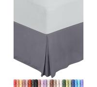 Utopia Bedding Valance Sheet King, OEKO-TEX Certified, Soft Brushed Polyester Microfiber, Fits Under the Mattress, Pleated Base Bed Skirt with a Drop of 40 cm (Grey)
