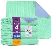Utopia Bedding Washable Pee Pads for Dogs 34" x 36" (Pack of 4), Waterproof Incontinence Bed Pads for Adults, Elderly and Kids, Heavy Absorbency Pet Training Pads for Sofa and Couch (Green, Blue)