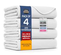 Utopia Bedding Washable Underpads 34" x 36" (Pack of 4), Waterproof Reusable Heavy Absorbency Incontinence Bed Pads for Adults, Kids, Elderly and Pets, Bedwetting Pads for Sofa and Couch (White)
