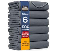 Utopia Bedding Washable Underpads 34" x 36" (Pack of 6), Waterproof Reusable Heavy Absorbency Incontinence Bed Pads for Adults, Kids, Elderly and Pets, Bedwetting Pads for Sofa and Couch (Grey)