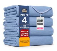 Utopia Bedding Washable Underpads 34" x 52" (Pack of 4), Waterproof Reusable Heavy Absorbency Incontinence Bed Pads for Adults, Kids, Elderly and Pets, Bedwetting Pads for Sofa and Couch (Blue)