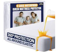 Utopia Bedding Waterproof 5-Sided Mattress Protector Queen Size, Premium Breathable Mattress Cover, Fitted Style with Stretchable Pockets (White)