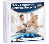 Utopia Bedding Waterproof 5-Sided Mattress Protector Queen Size, Premium Breathable Mattress Cover, Fitted Style with Stretchable Pockets (White)