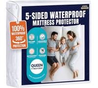 Utopia Bedding Waterproof 5-Sided Mattress Protector Queen Size, Premium Breathable Mattress Cover, Fitted Style with Stretchable Pockets (White)