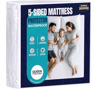 Utopia Bedding Waterproof 5-Sided Mattress Protector Queen Size, Premium Breathable Mattress Cover, Fitted Style with Stretchable Pockets (White)