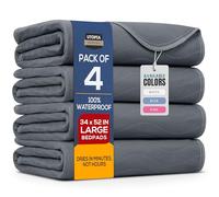 Utopia Bedding Waterproof Incontinence Bed Pads 34 x 52 Inches (Pack of 4, Blue), Washable and Reusable Underpads for Adults, Elderly and Pets, Absorbent Protective Pads
